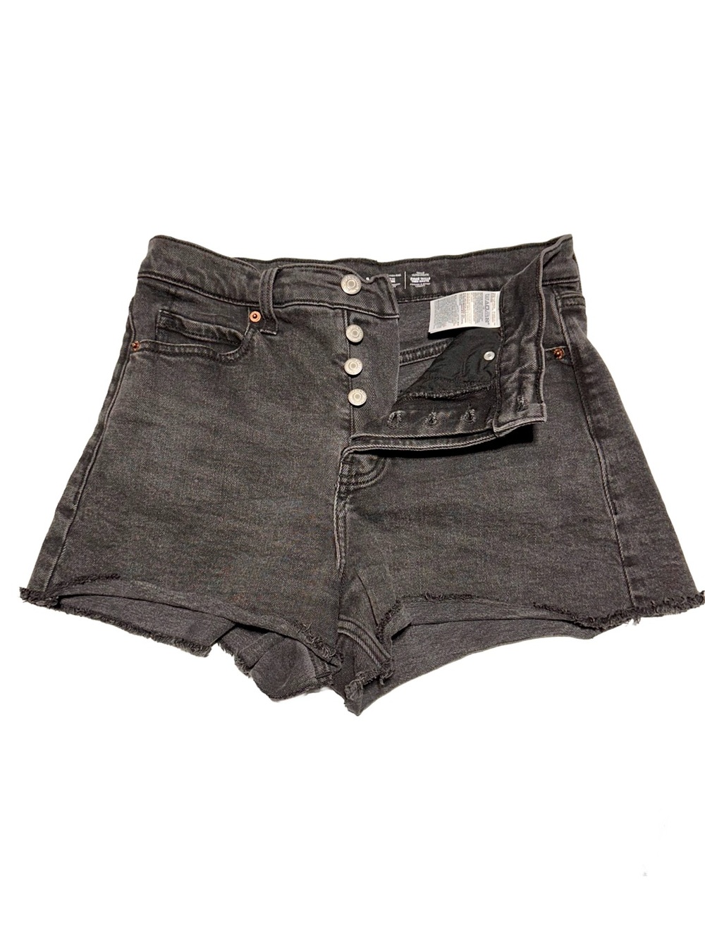 Black Denim Jean Shorts High Rise A-Line Festival Grunge Y2K